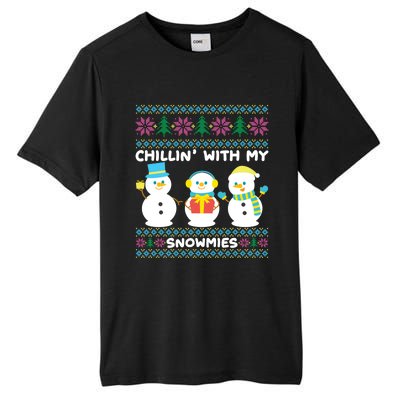 Funny Snow Xmas Design Chillin With My Snowmies Gift Tall Fusion ChromaSoft Performance T-Shirt