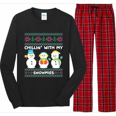 Funny Snow Xmas Design Chillin With My Snowmies Gift Long Sleeve Pajama Set