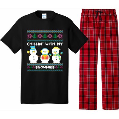 Funny Snow Xmas Design Chillin With My Snowmies Gift Pajama Set