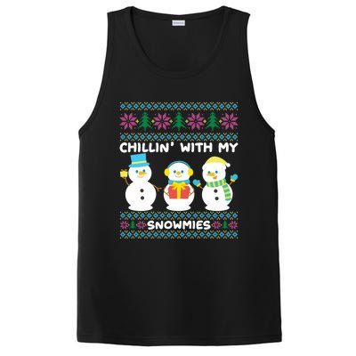 Funny Snow Xmas Design Chillin With My Snowmies Gift PosiCharge Competitor Tank