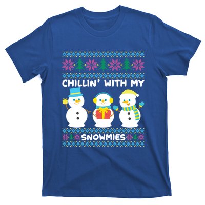 Funny Snow Xmas Design Chillin With My Snowmies Gift T-Shirt