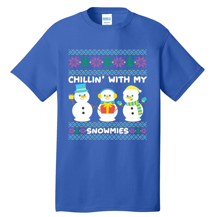 Funny Snow Xmas Design Chillin With My Snowmies Gift Tall T-Shirt