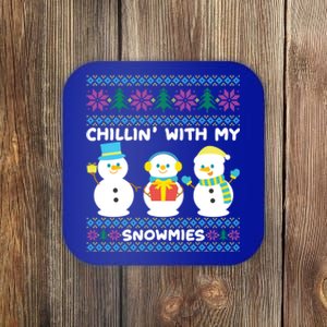 Funny Snow Xmas Design Chillin With My Snowmies Gift Coaster