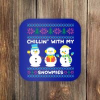 Funny Snow Xmas Design Chillin With My Snowmies Gift Coaster