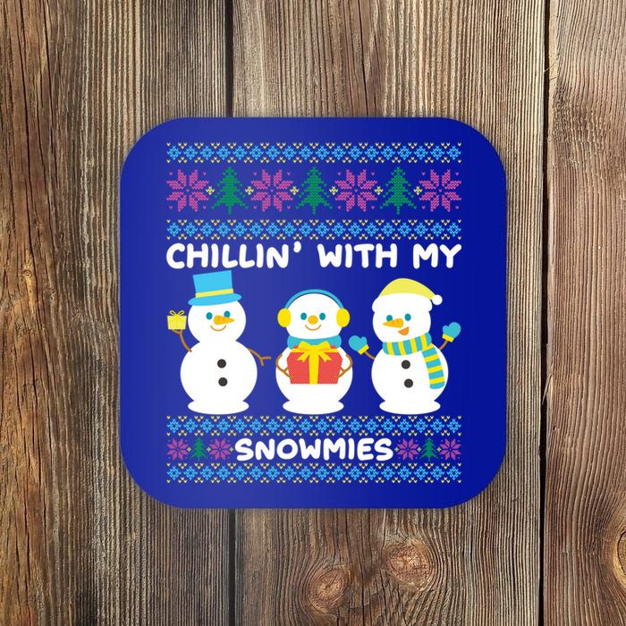 Funny Snow Xmas Design Chillin With My Snowmies Gift Coaster