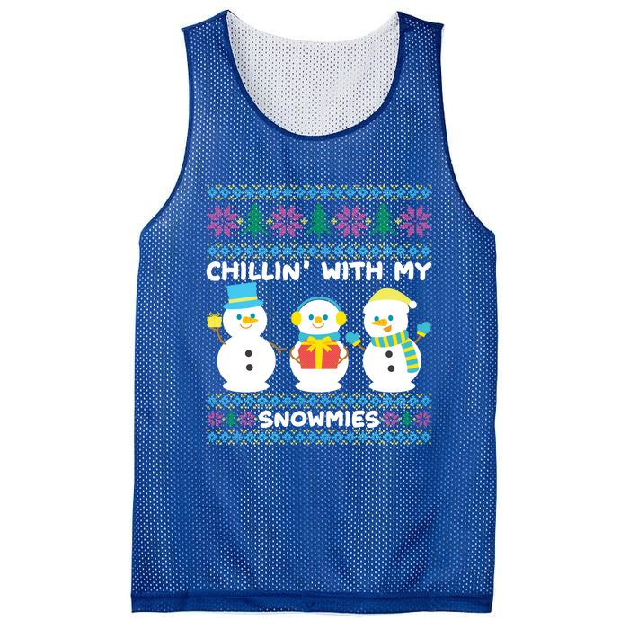 Funny Snow Xmas Design Chillin With My Snowmies Gift Mesh Reversible Basketball Jersey Tank