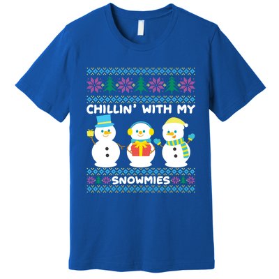 Funny Snow Xmas Design Chillin With My Snowmies Gift Premium T-Shirt