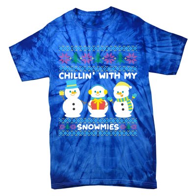 Funny Snow Xmas Design Chillin With My Snowmies Gift Tie-Dye T-Shirt