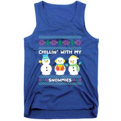 Funny Snow Xmas Design Chillin With My Snowmies Gift Tank Top