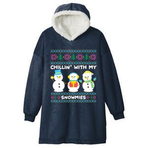 Funny Snow Xmas Design Chillin With My Snowmies Gift Hooded Wearable Blanket