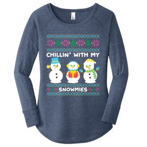 Funny Snow Xmas Design Chillin With My Snowmies Gift Women's Perfect Tri Tunic Long Sleeve Shirt