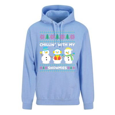 Funny Snow Xmas Design Chillin With My Snowmies Gift Unisex Surf Hoodie