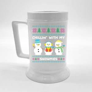 Funny Snow Xmas Design Chillin With My Snowmies Gift Beer Stein