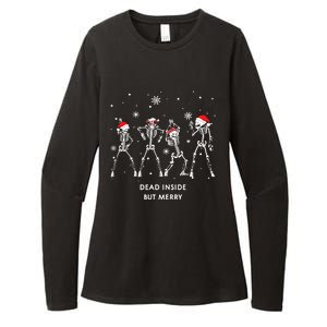 Funny Skeleton Xmas Dead Inside But Merry Skeleton Dancing Gift Womens CVC Long Sleeve Shirt