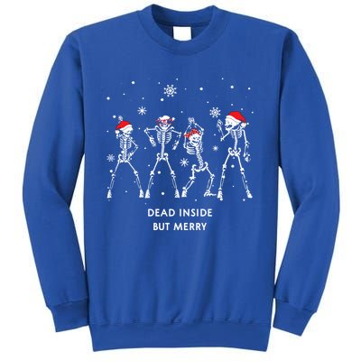 Funny Skeleton Xmas Dead Inside But Merry Skeleton Dancing Gift Sweatshirt