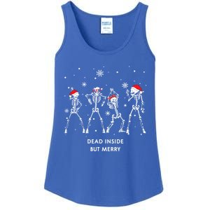 Funny Skeleton Xmas Dead Inside But Merry Skeleton Dancing Gift Ladies Essential Tank