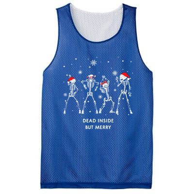 Funny Skeleton Xmas Dead Inside But Merry Skeleton Dancing Gift Mesh Reversible Basketball Jersey Tank