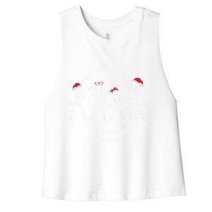 Funny Skeleton Xmas Dead Inside But Merry Skeleton Dancing Gift Women's Racerback Cropped Tank