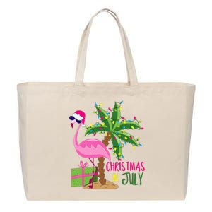 Flamingo Sunglasses Xmas Beach Tropical Christmas In July Cotton Canvas Jumbo Tote