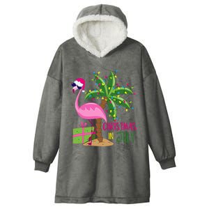 Flamingo Sunglasses Xmas Beach Tropical Christmas In July Hooded Wearable Blanket