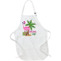 Flamingo Sunglasses Xmas Beach Tropical Christmas In July Full-Length Apron With Pockets