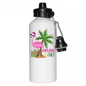 Flamingo Sunglasses Xmas Beach Tropical Christmas In July Aluminum Water Bottle