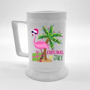 Flamingo Sunglasses Xmas Beach Tropical Christmas In July Beer Stein