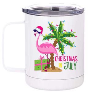 Flamingo Sunglasses Xmas Beach Tropical Christmas In July 12 oz Stainless Steel Tumbler Cup