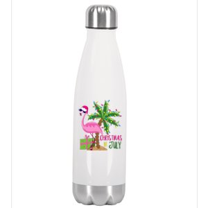 Flamingo Sunglasses Xmas Beach Tropical Christmas In July Stainless Steel Insulated Water Bottle