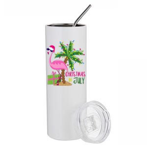 Flamingo Sunglasses Xmas Beach Tropical Christmas In July Stainless Steel Tumbler