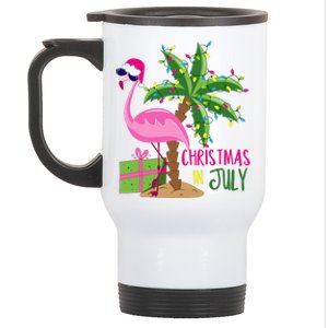 Flamingo Sunglasses Xmas Beach Tropical Christmas In July Stainless Steel Travel Mug