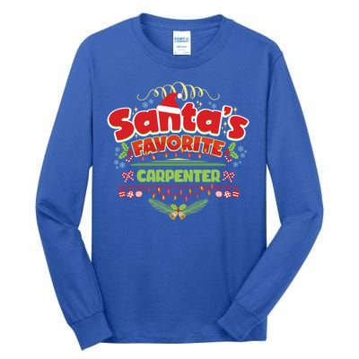 Funny Santa Xmas Gift Christmas Funny Gift For Carpenter Cool Gift Tall Long Sleeve T-Shirt