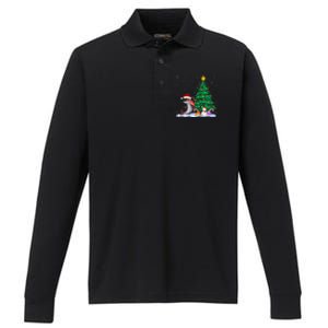 Funny Salmon Xmas Tree Lights Reindeer Hat Christmas Performance Long Sleeve Polo