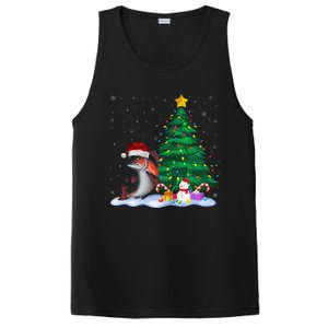 Funny Salmon Xmas Tree Lights Reindeer Hat Christmas PosiCharge Competitor Tank