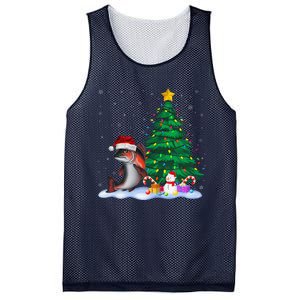 Funny Salmon Xmas Tree Lights Reindeer Hat Christmas Mesh Reversible Basketball Jersey Tank