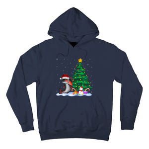 Funny Salmon Xmas Tree Lights Reindeer Hat Christmas Tall Hoodie