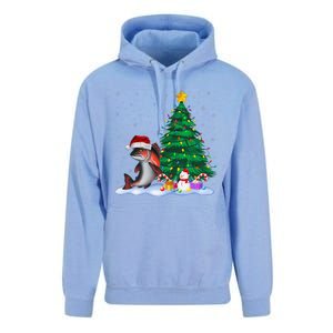 Funny Salmon Xmas Tree Lights Reindeer Hat Christmas Unisex Surf Hoodie