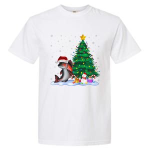 Funny Salmon Xmas Tree Lights Reindeer Hat Christmas Garment-Dyed Heavyweight T-Shirt