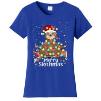 Funny Sloth Xmas Lights Merry Slothmas Sloth Christmas Funny Gift Women's T-Shirt