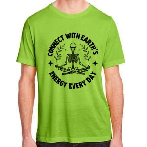 Funny Skeleton Yoga And Meditation Lovers Earth Day Design Gift Adult ChromaSoft Performance T-Shirt