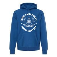 Funny Skeleton Yoga And Meditation Lovers Earth Day Design Gift Premium Hoodie