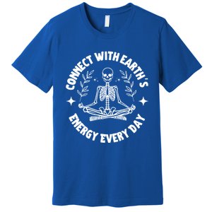 Funny Skeleton Yoga And Meditation Lovers Earth Day Design Gift Premium T-Shirt