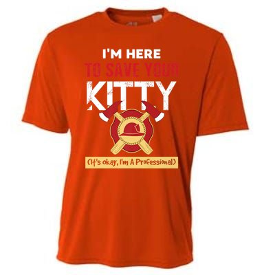 Firefighter Save Your Kitty Funny Tees Fire Funny Gift Cooling Performance Crew T-Shirt