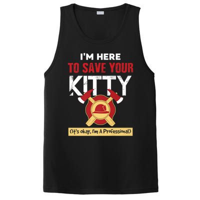 Firefighter Save Your Kitty Funny Tees Fire Funny Gift PosiCharge Competitor Tank