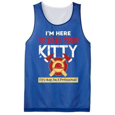 Firefighter Save Your Kitty Funny Tees Fire Funny Gift Mesh Reversible Basketball Jersey Tank