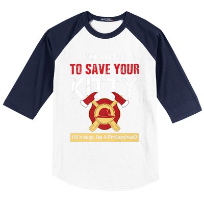 Firefighter Save Your Kitty Funny Tees Fire Funny Gift Baseball Sleeve Shirt