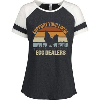 Funny Support Your Local Egg Dealers, Chicken Lover Eggs Enza Ladies Jersey Colorblock Tee