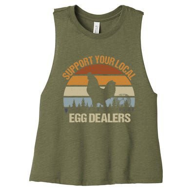 Funny Support Your Local Egg Dealers, Chicken Lover Eggs Women's Racerback Cropped Tank