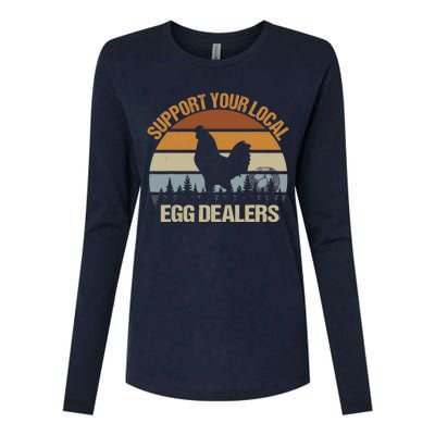 Funny Support Your Local Egg Dealers, Chicken Lover Eggs Womens Cotton Relaxed Long Sleeve T-Shirt