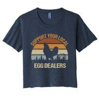 Funny Support Your Local Egg Dealers, Chicken Lover Eggs Women's Crop Top Tee